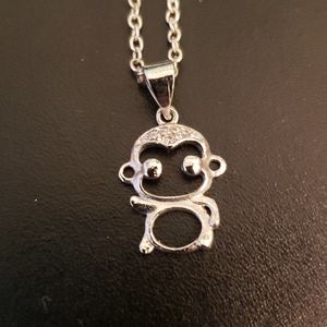 Silver Monkey Charm Necklace